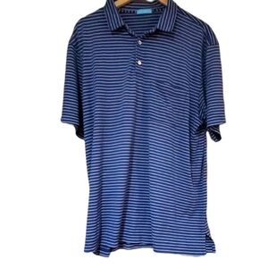 J. McLaughlin Polo Shirt Men’s Size XL Blue White Stripes
